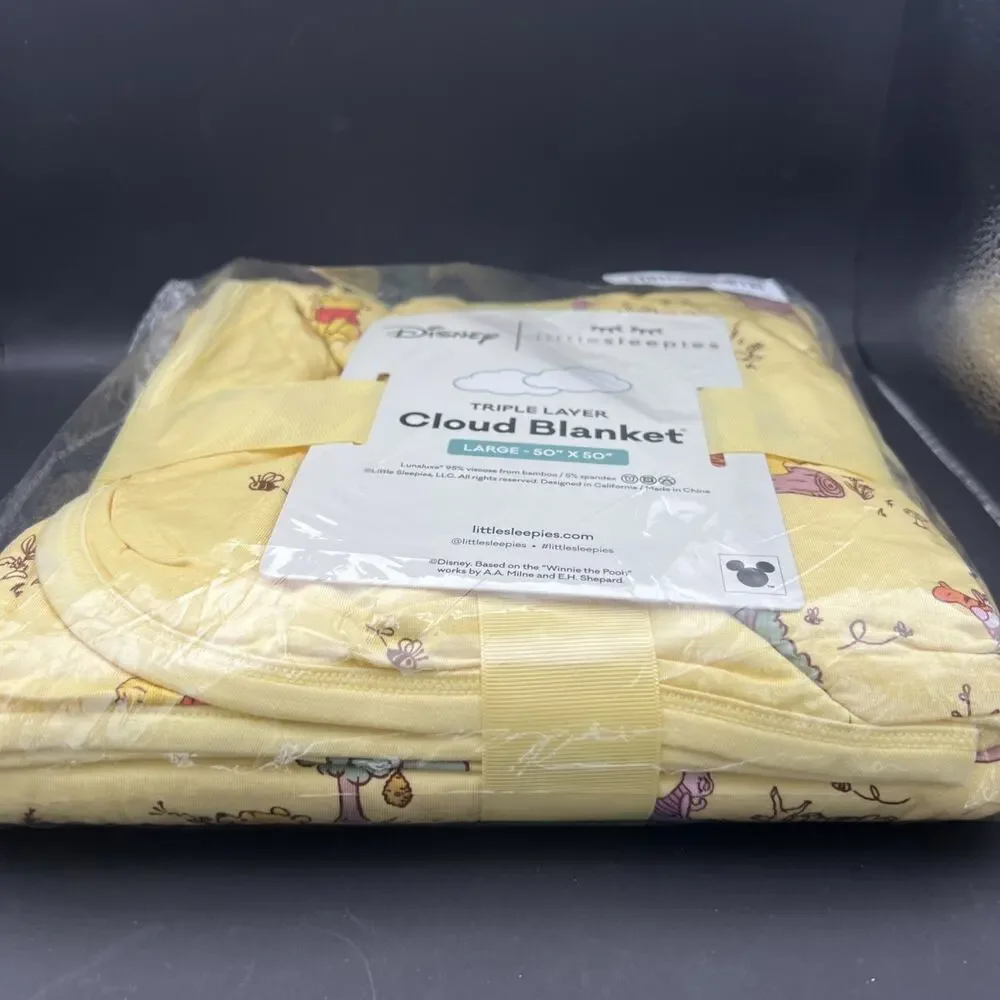 Little Sleepies Disney Winnie the Pooh Tigger Piglet Yellow Large Cloud Blanket